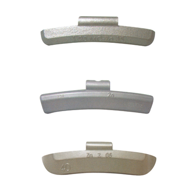 Zinc clip on weight for steel rim
